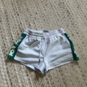 Pony White and Green Jersey Athletic Shorts